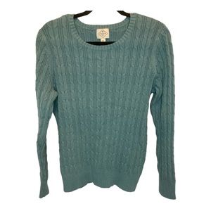 St. Johns Bay Cable Knit Sweater, Crew Neck, Teal Blue,